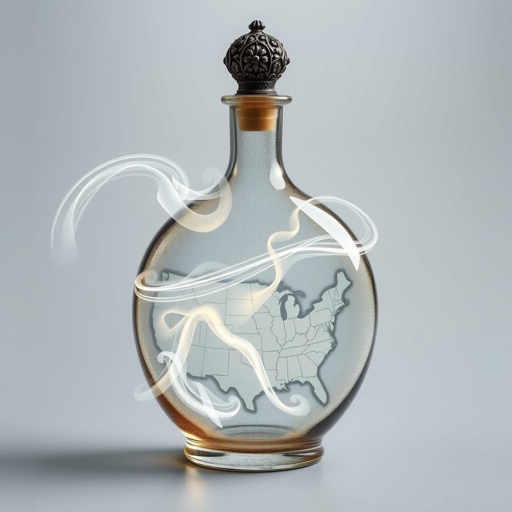 United States Map in an Antique Potion Bottle