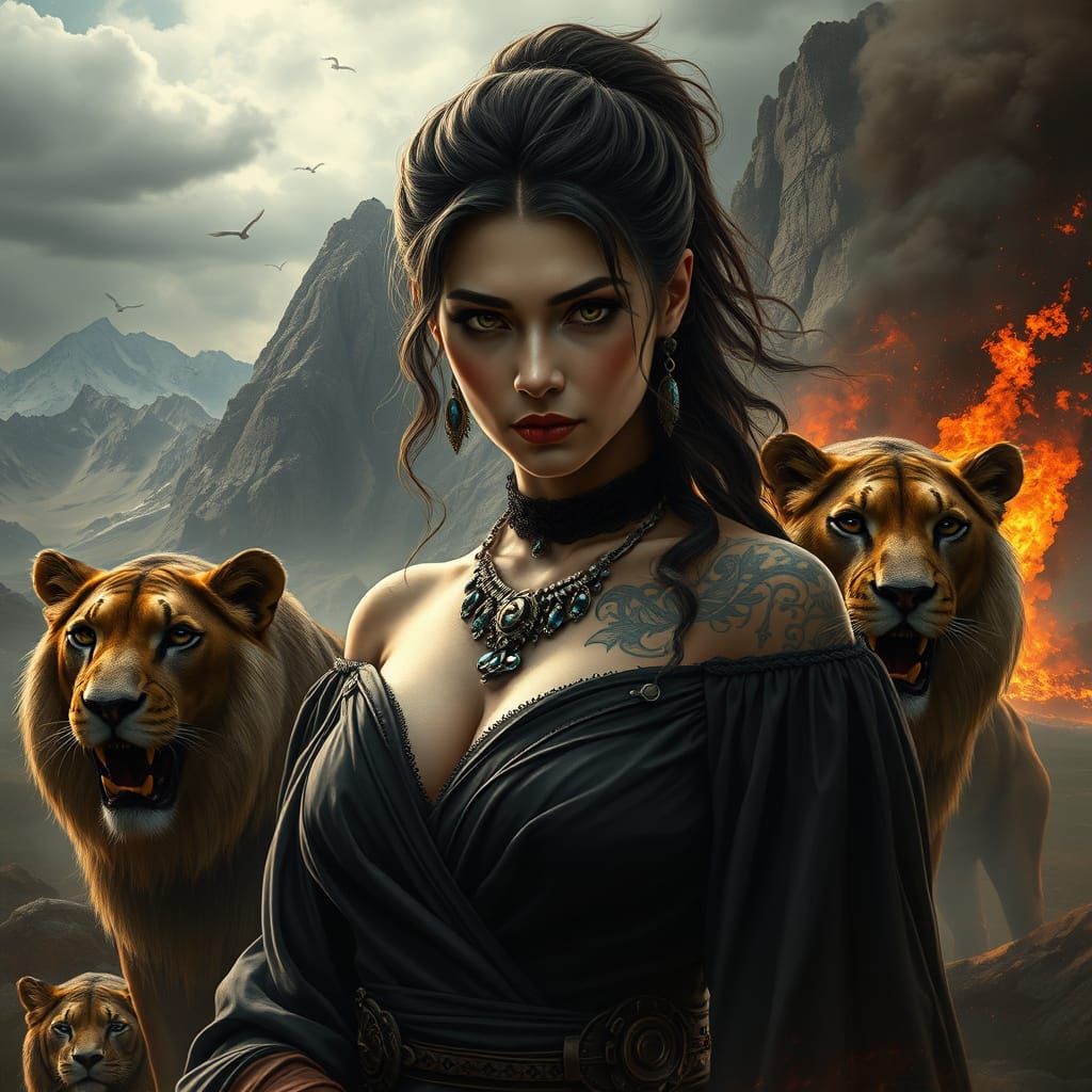 Goddess of Wrath in Detailed Fantasy Style