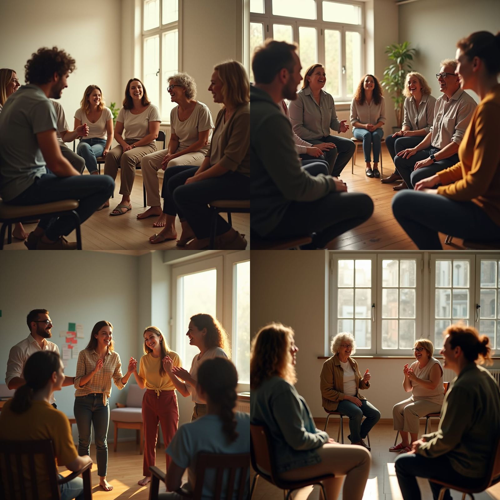 Laughter Therapy Session in Office, DSLR Photography