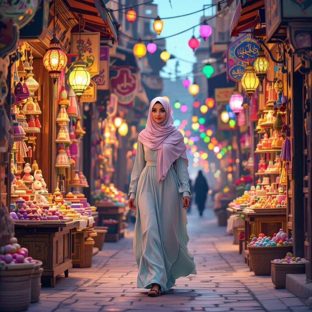 Egyptian Woman in Old Cairo: 3D Render