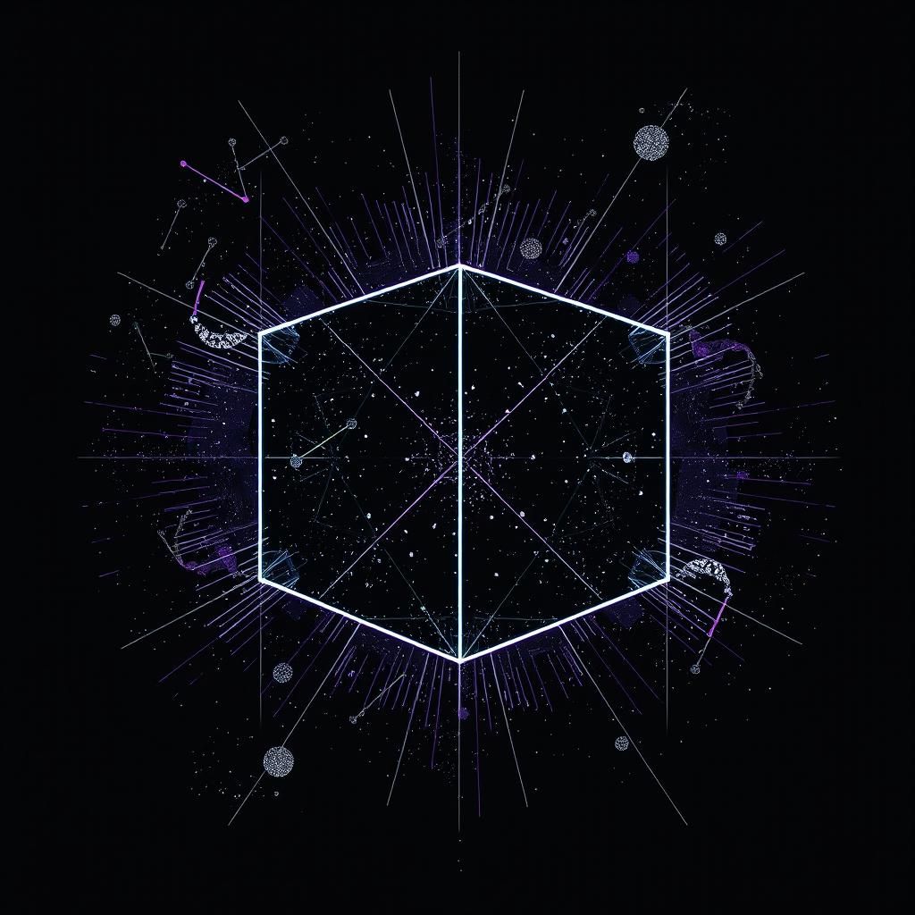 Abstract Black Cube Constellation in Maximalist Style