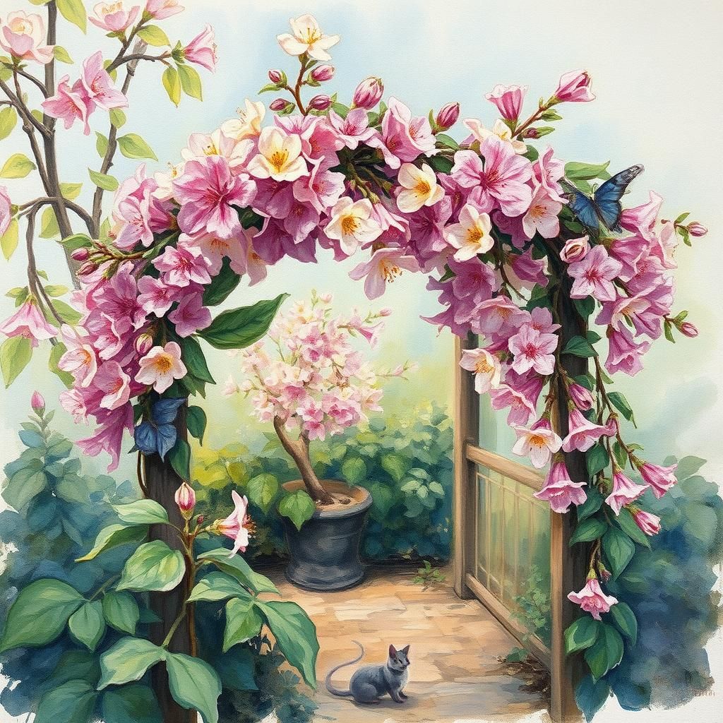 Spring Overtakes Winter: An Impressionist Gouache Painting