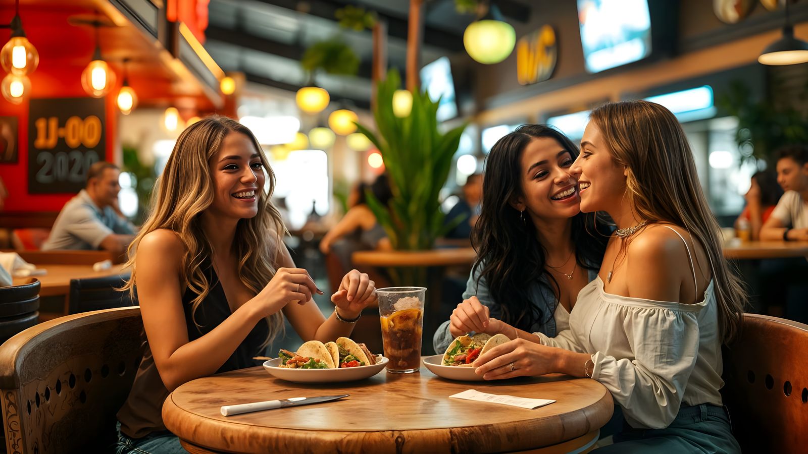 Friends having a taco lunch date