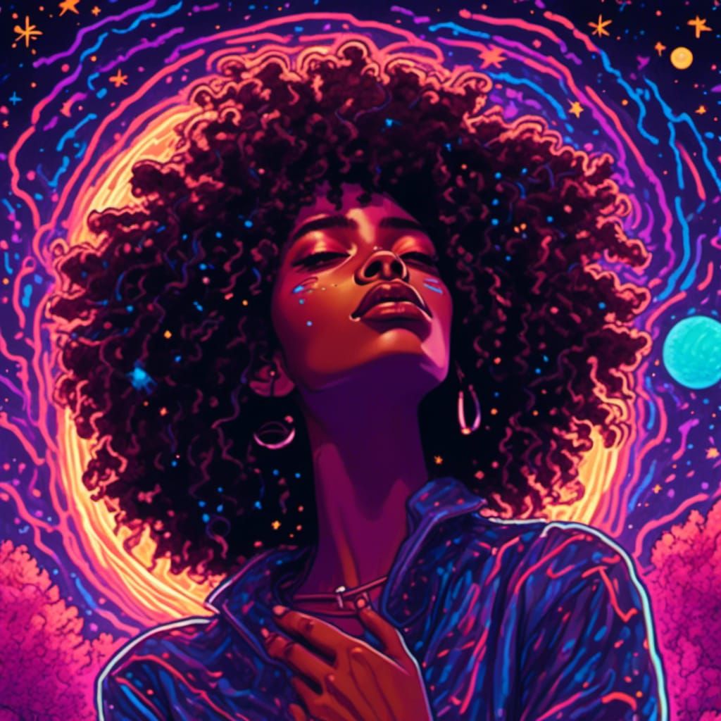 A bright neon woman.