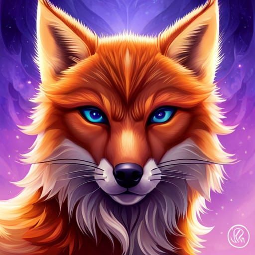 Detailed Purple Fox Portrait in Hyperdetailed Style
