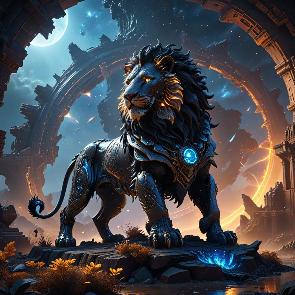 Ethereal Lion King of the Cosmic Realm