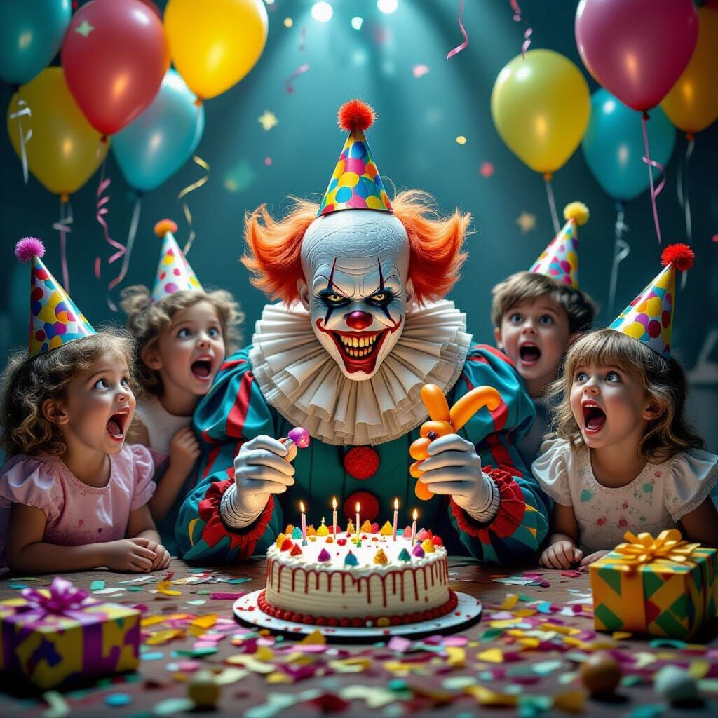 Killer Clown Terrorizes Children at Ruined Birthday Party