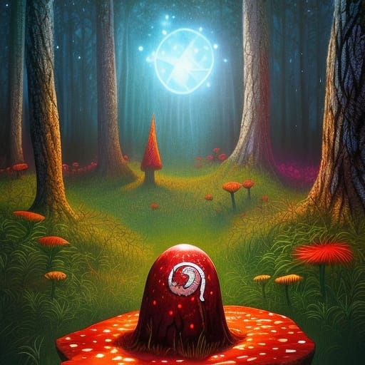 Epic Fantasy Mushroom in Enchanted Flower Meadow