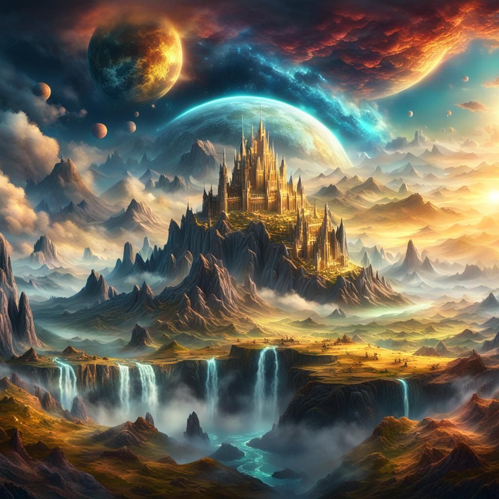 Ethereal Fantasy Kingdom in Digital Matte Painting Style