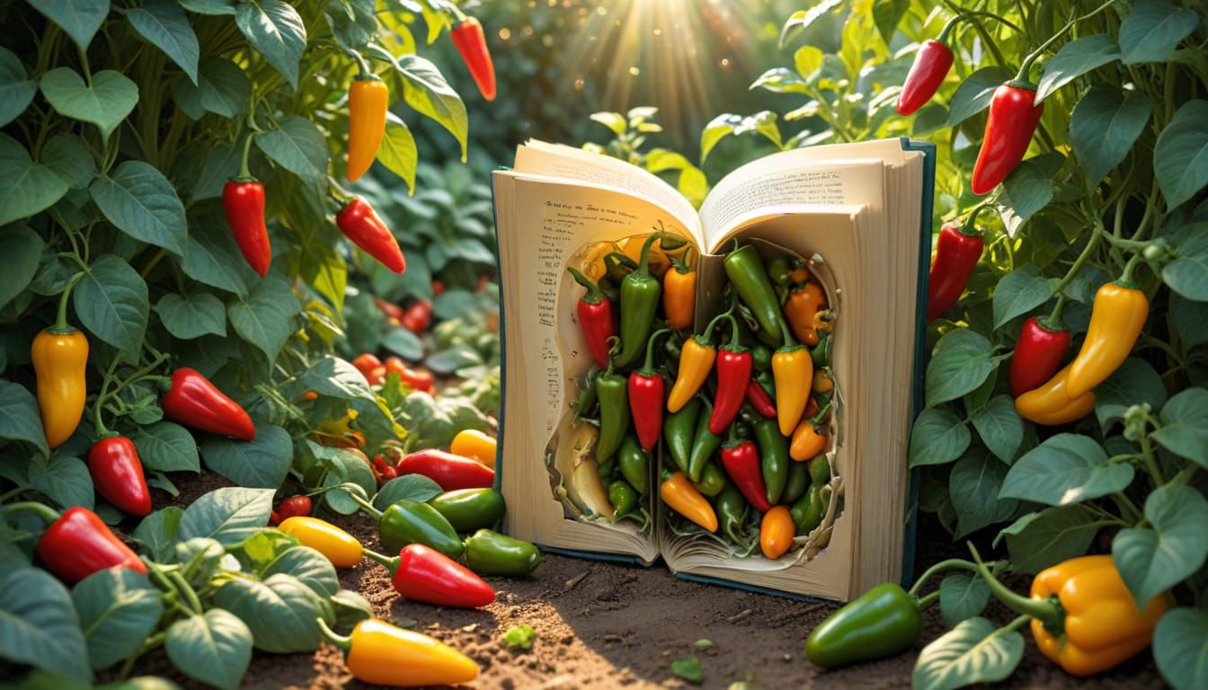 Whimsical Garden Scene with Peter Piper and Pickle Peppers