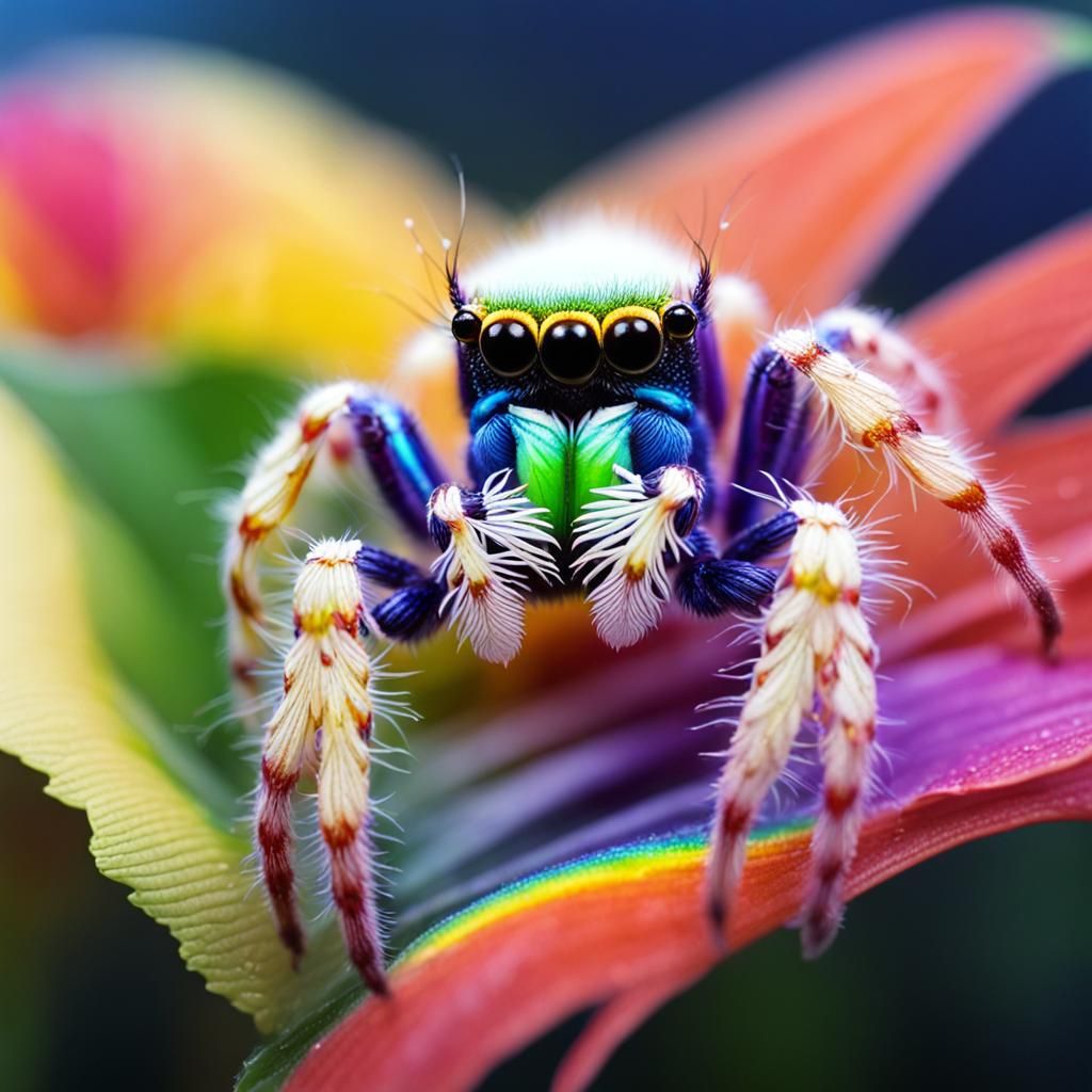 Jumping spider made of peace lily