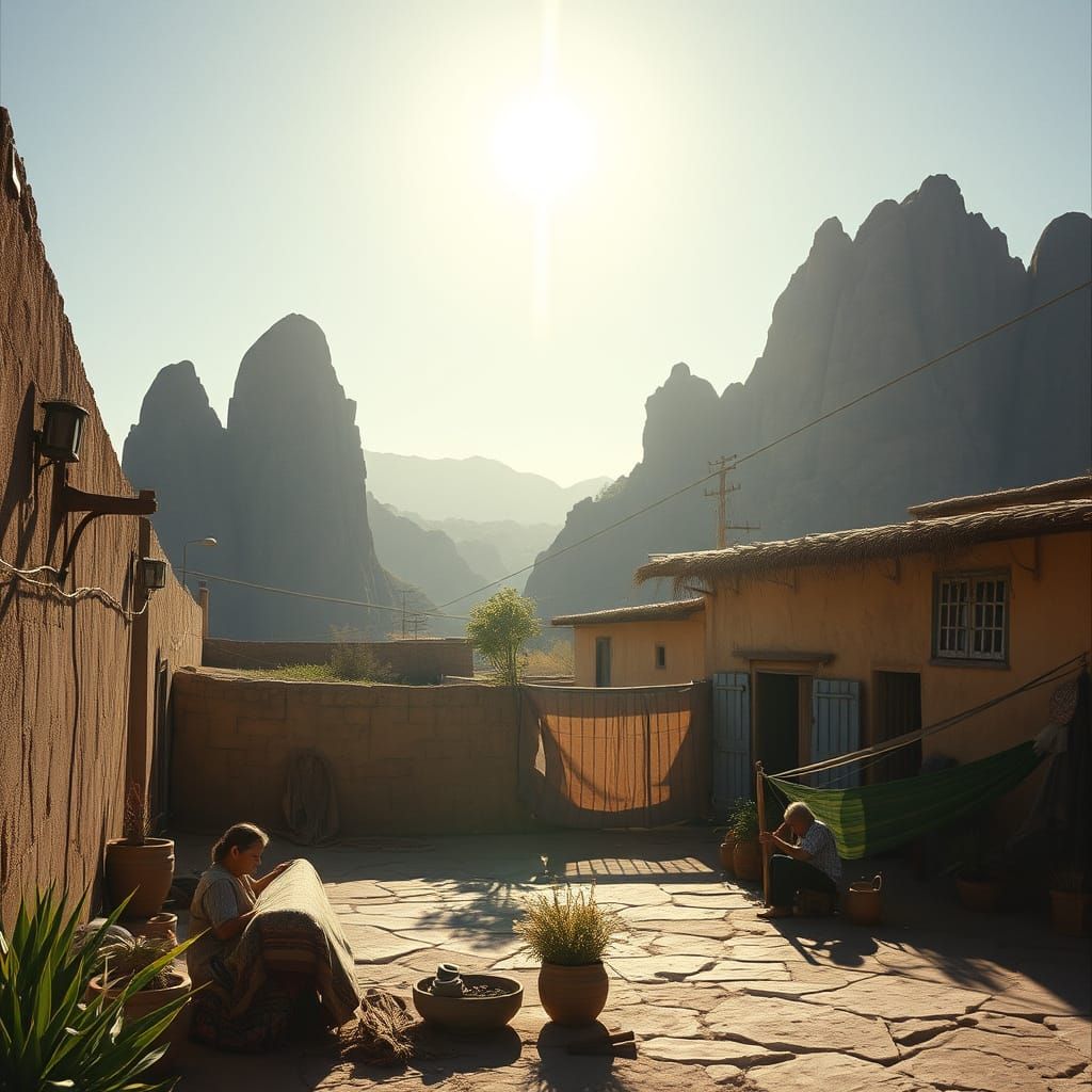 Oaxaca Highlands Mixtec City, Cinematic Stone Fortifications