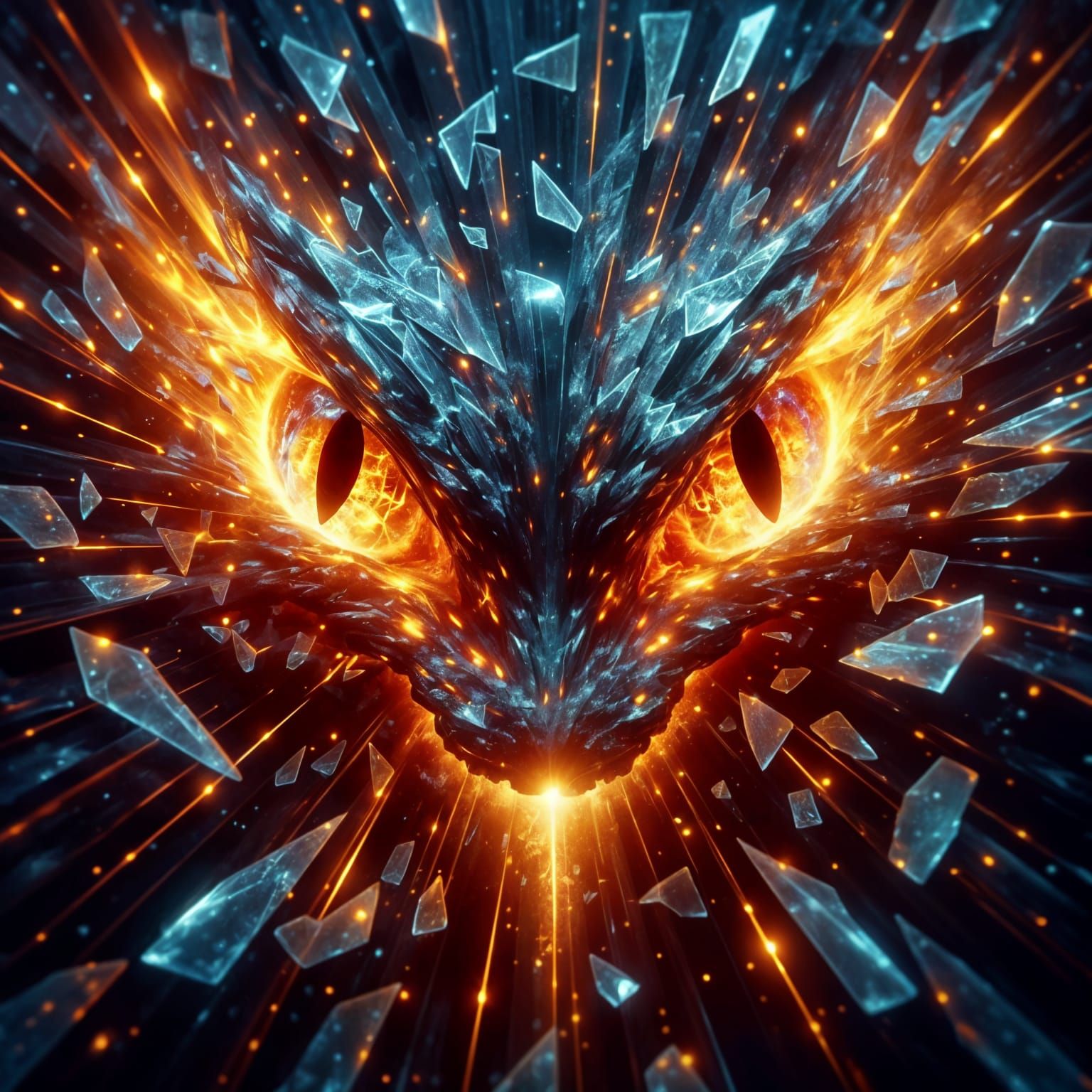 Brocken Glass Snake Eyes with Fire and Electricity