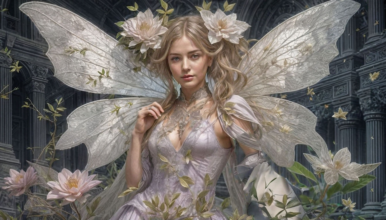 Gardenia Flower Fairy Portrait in 3D