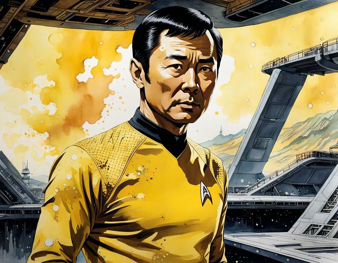 Hikaru Sulu Watercolor Portrait from Star Trek