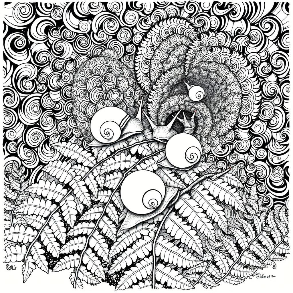 Whimsical Snail Metropolis Amidst Fractal Frenzy