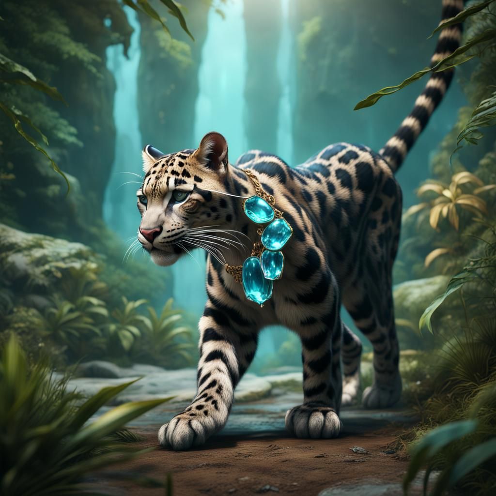 Clouded Leopard in Jungle, Detailed Matte Painting