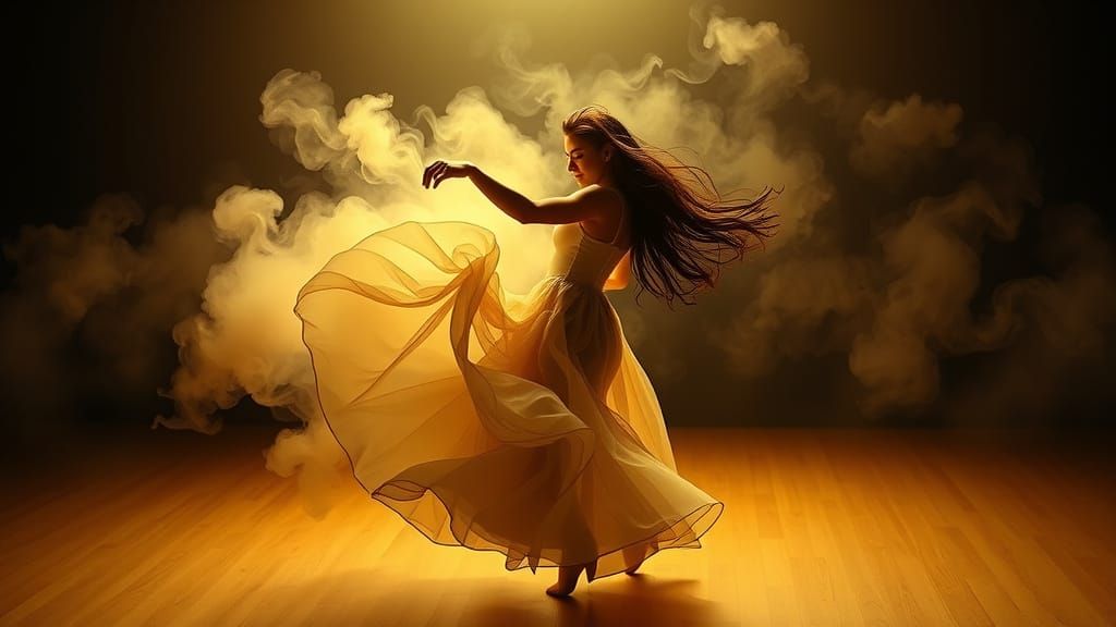 Ethereal Smoke Dancer in Nocturnal Atmosphere