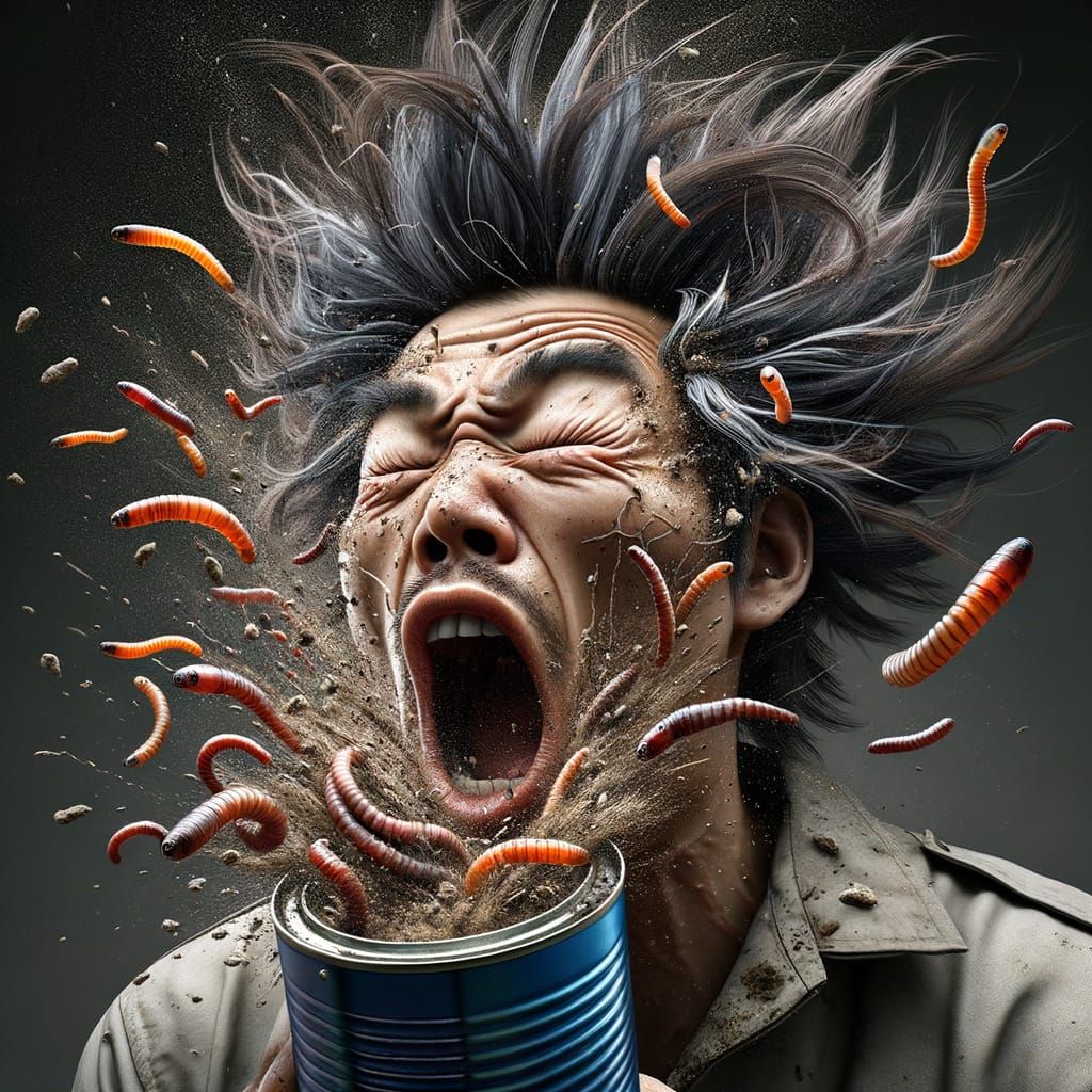 Fisherman's Surprise: Exploding Worms in Hyperrealism