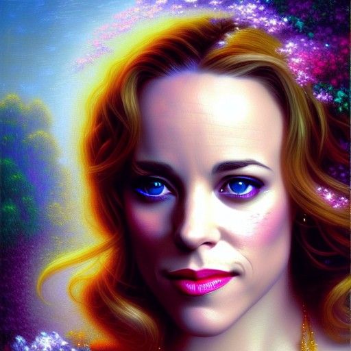 Rachel McAdams: Holographic Astral Portrait in Surreal Style