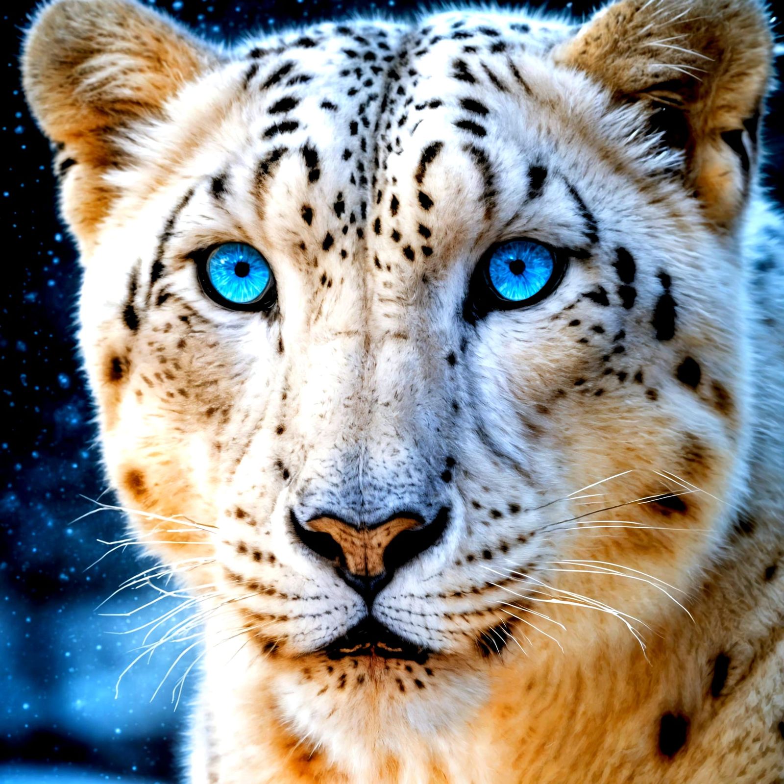 Psychedelic Snow Leopard Portrait in Charcoal