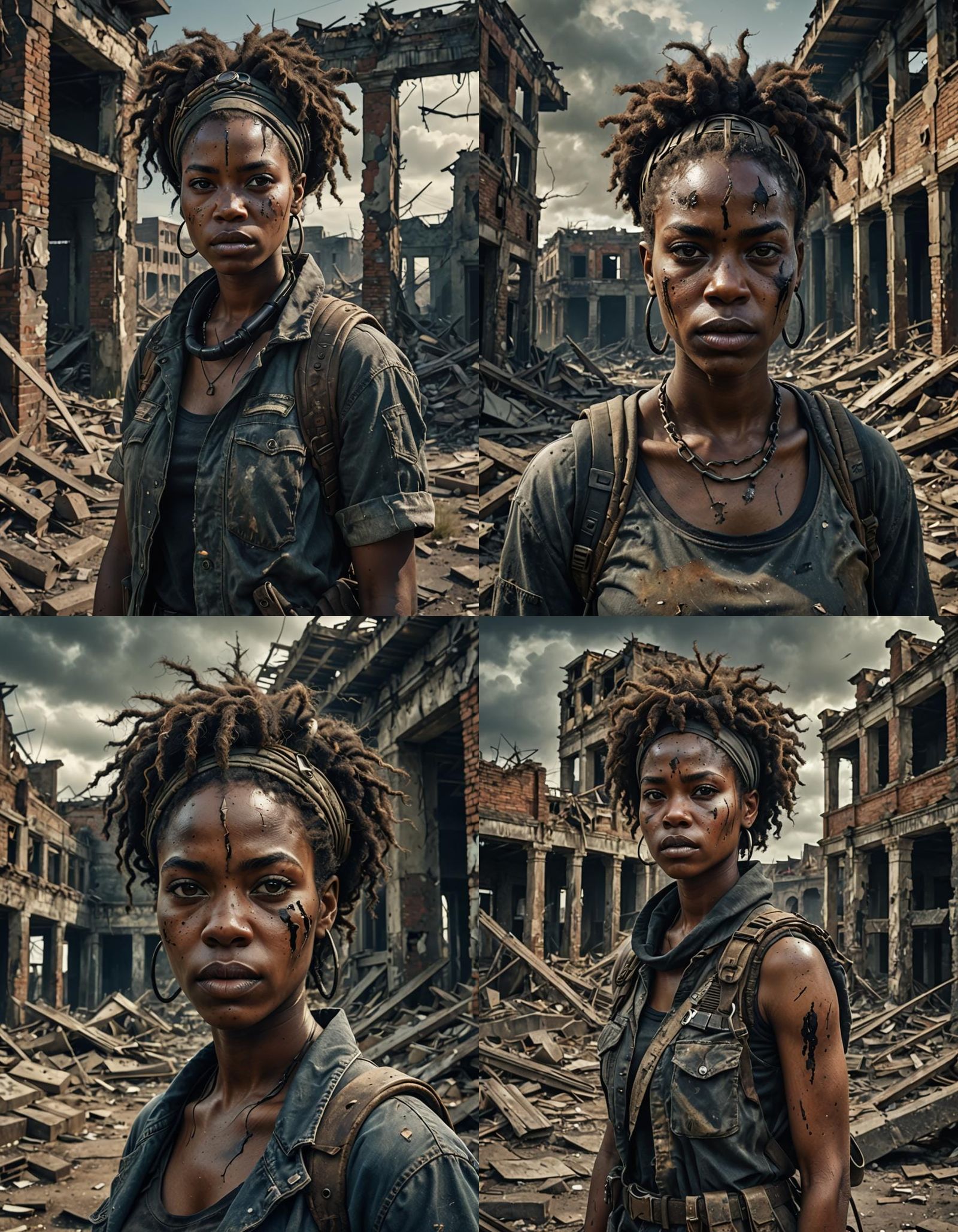 Post-Apocalyptic Portrait of a Woman in Anime Style