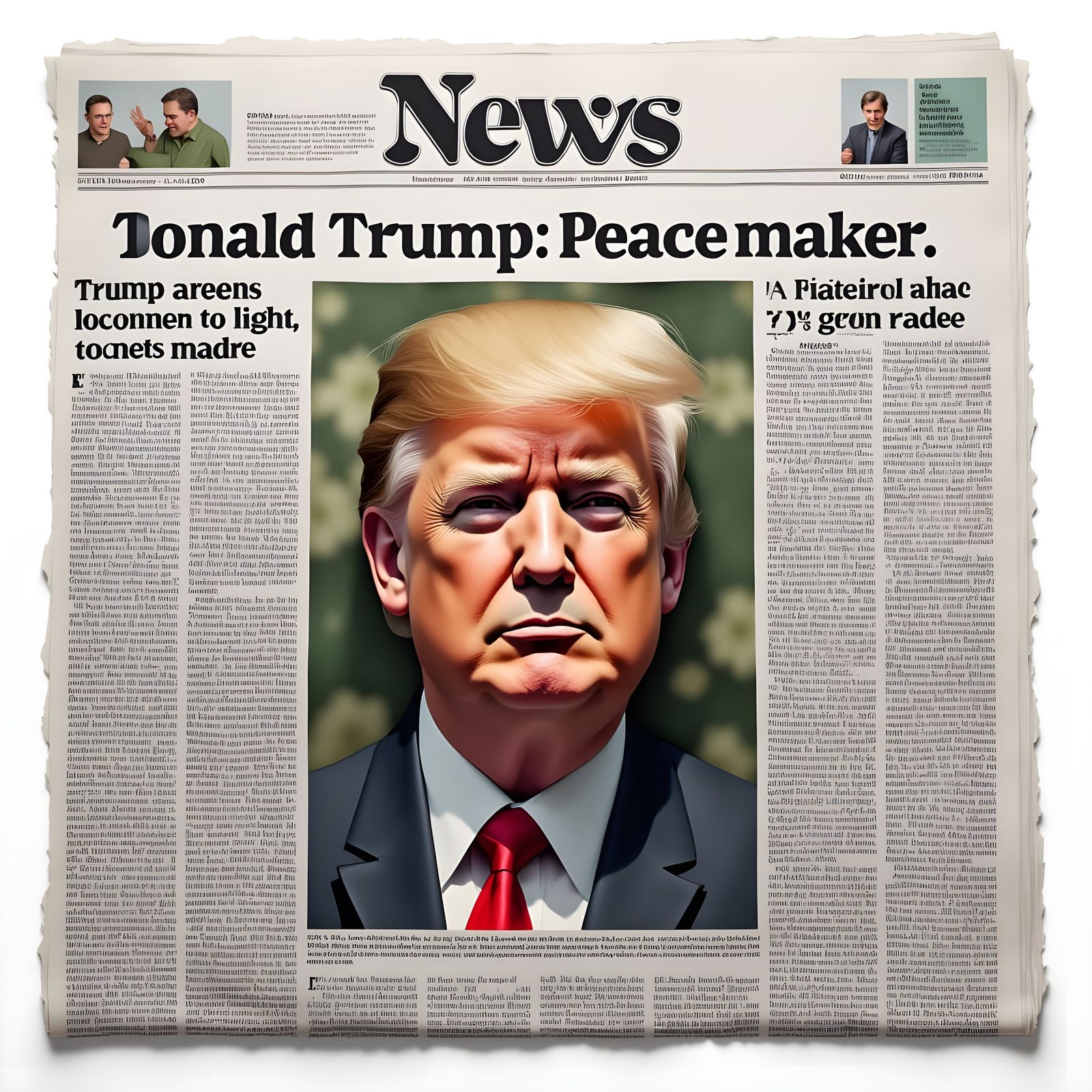 Donald Trump as Peace Maker on News Front Page