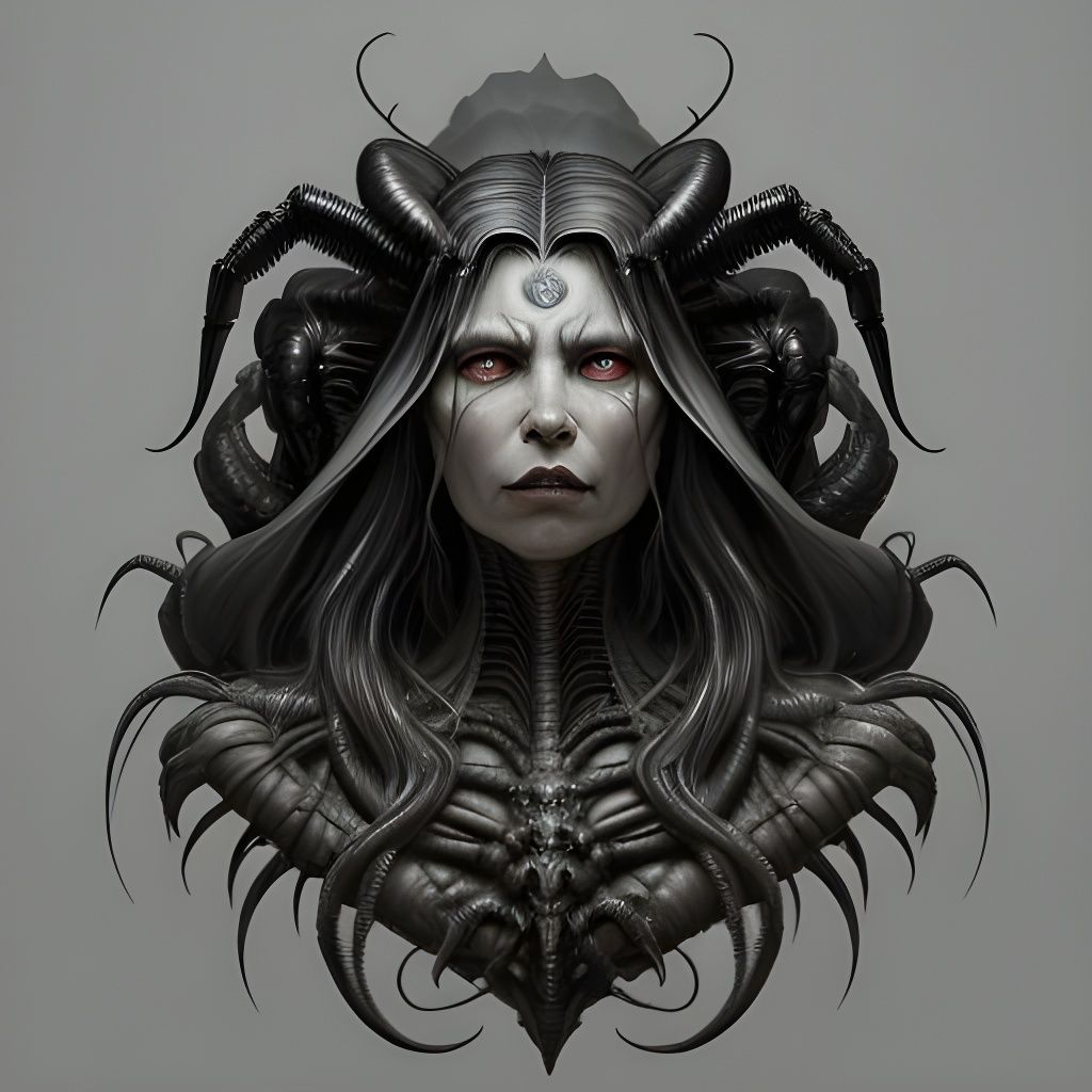 Eldritch Queen: Biomechanical Horror Portrait
