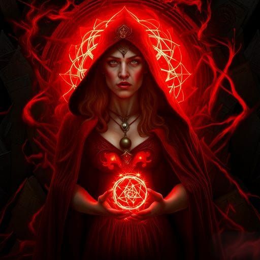 Sinister Witch of Calamity with Red Lightning