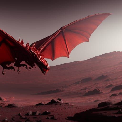 Red Dragon Ascends on Mars: Detailed Matte Painting