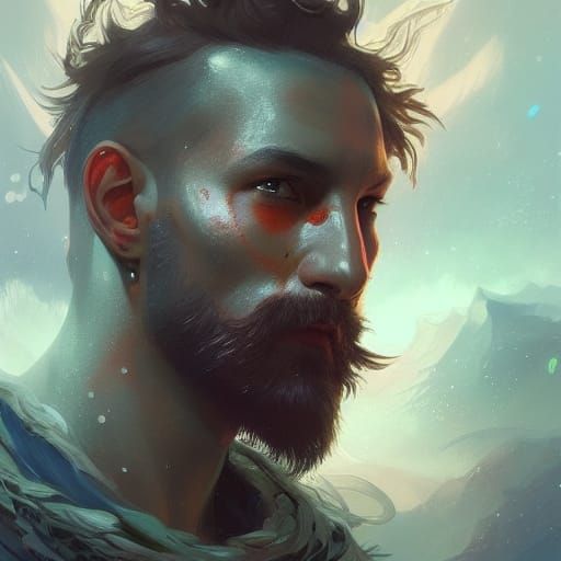 Starry-Eyed Shaman Portrait in Hyperdetailed Style