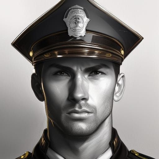Hyperdetailed Portrait of a Handsome Policeman