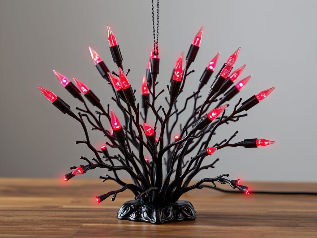 Glowing Acrylic Ornate Branches in Red and Purple LED Lights