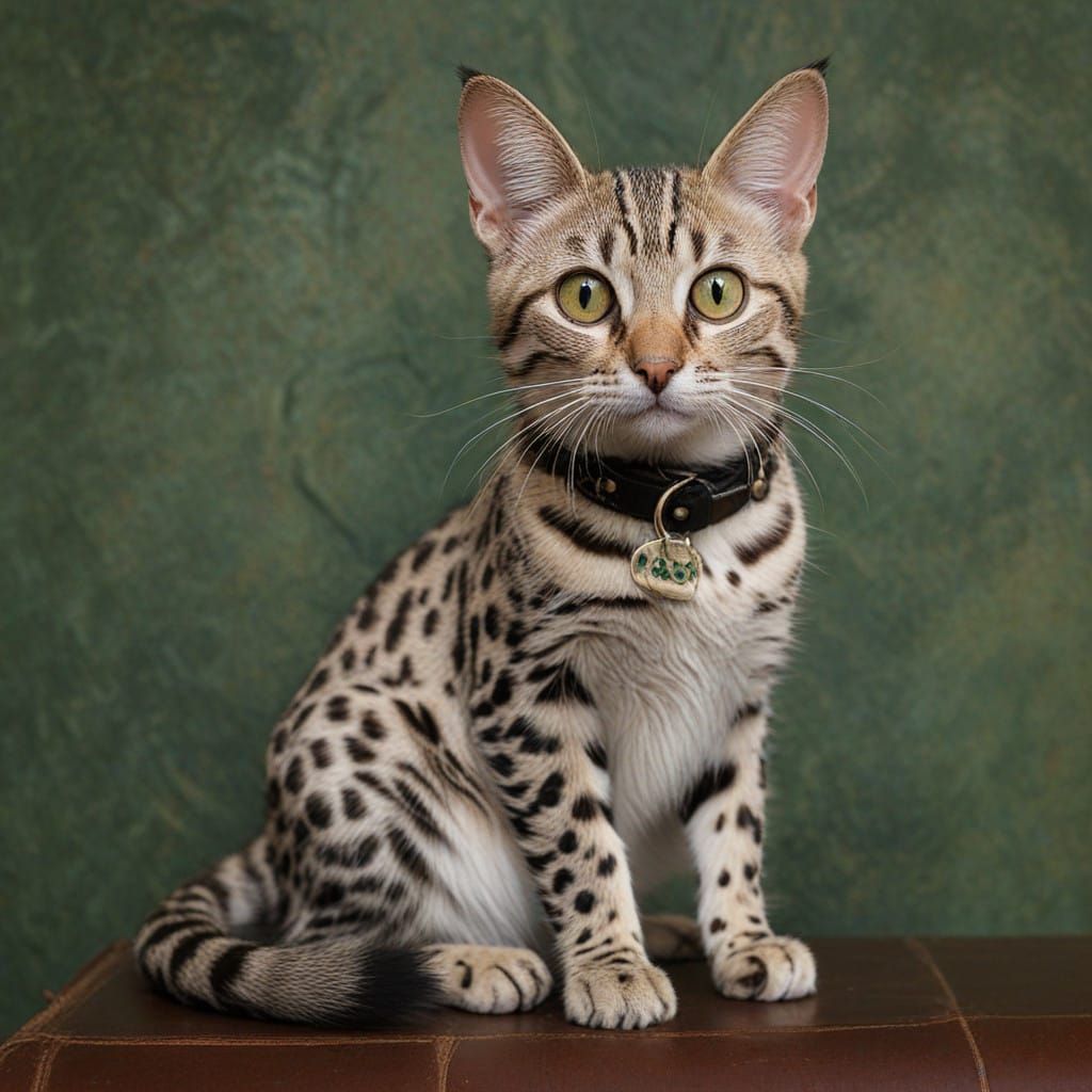 Whimsical Spotted Cat in Folk Art Style