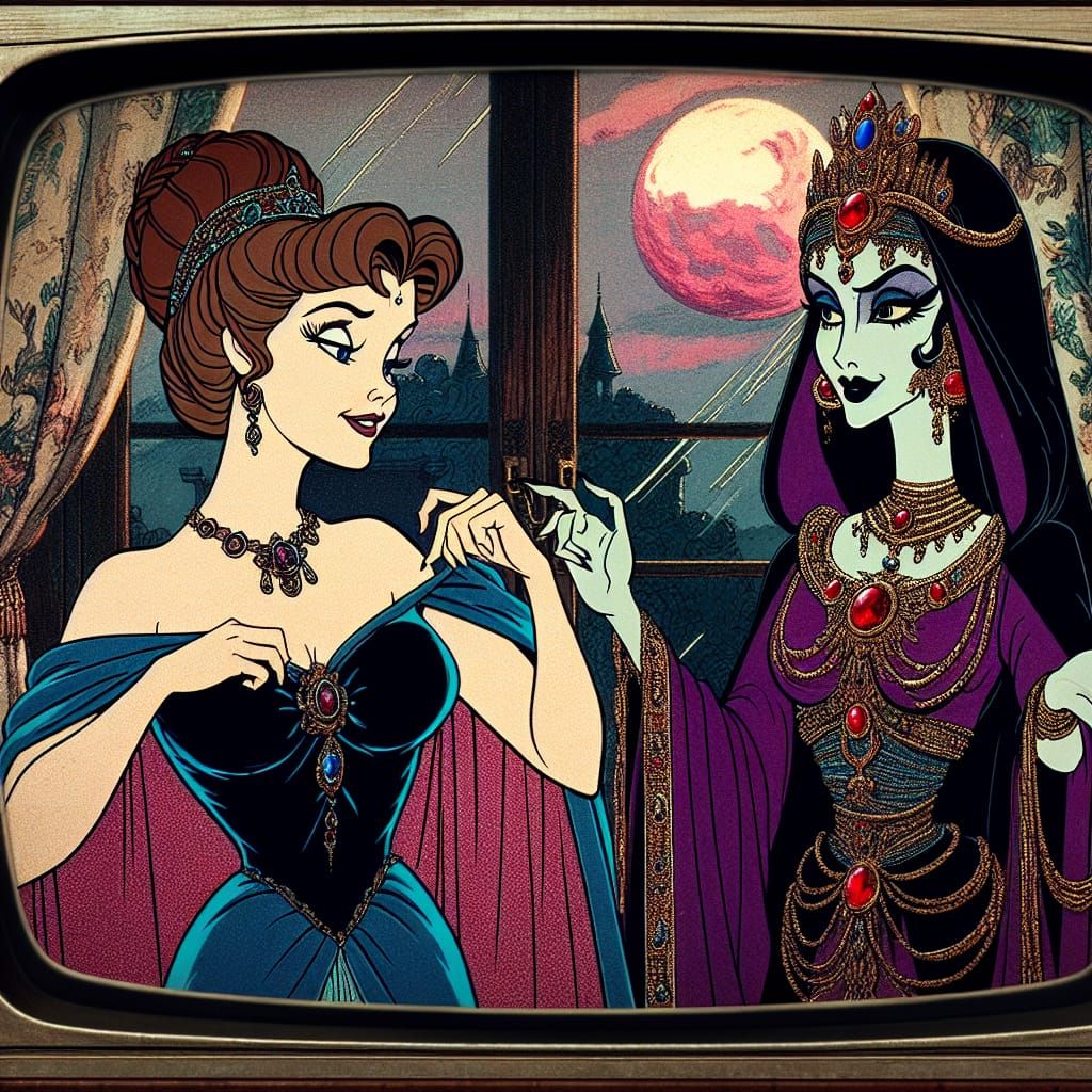 Vintage Cartoon Queens on a Retro TV Screen
