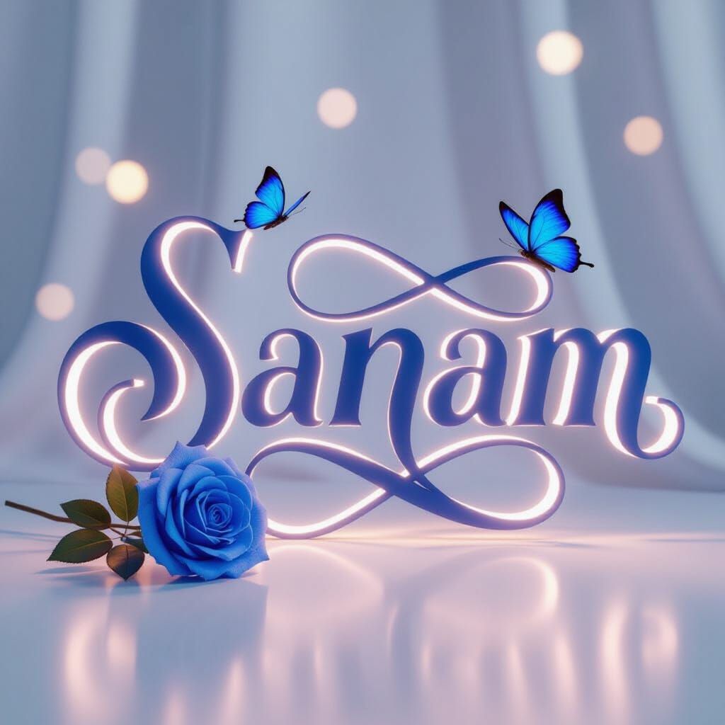 Mesmerizing 3D Render of "Sanam" with Blue Rose