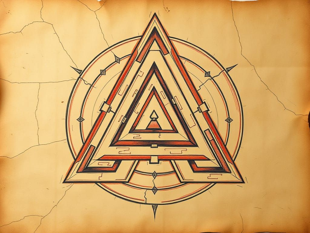 Escher-Inspired Geometric Labyrinth in Earthy Tones