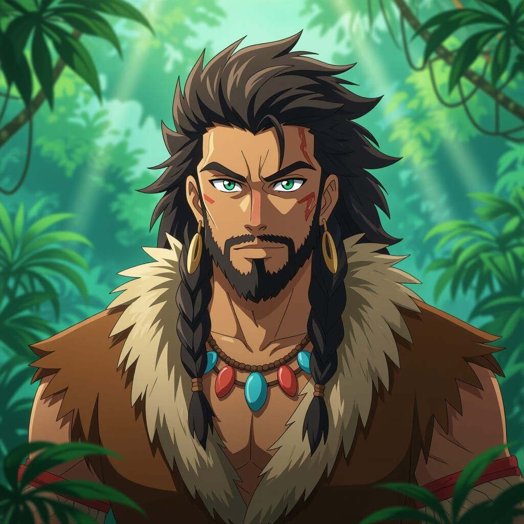 Anime Jungle Chief in Cel-Shaded Style