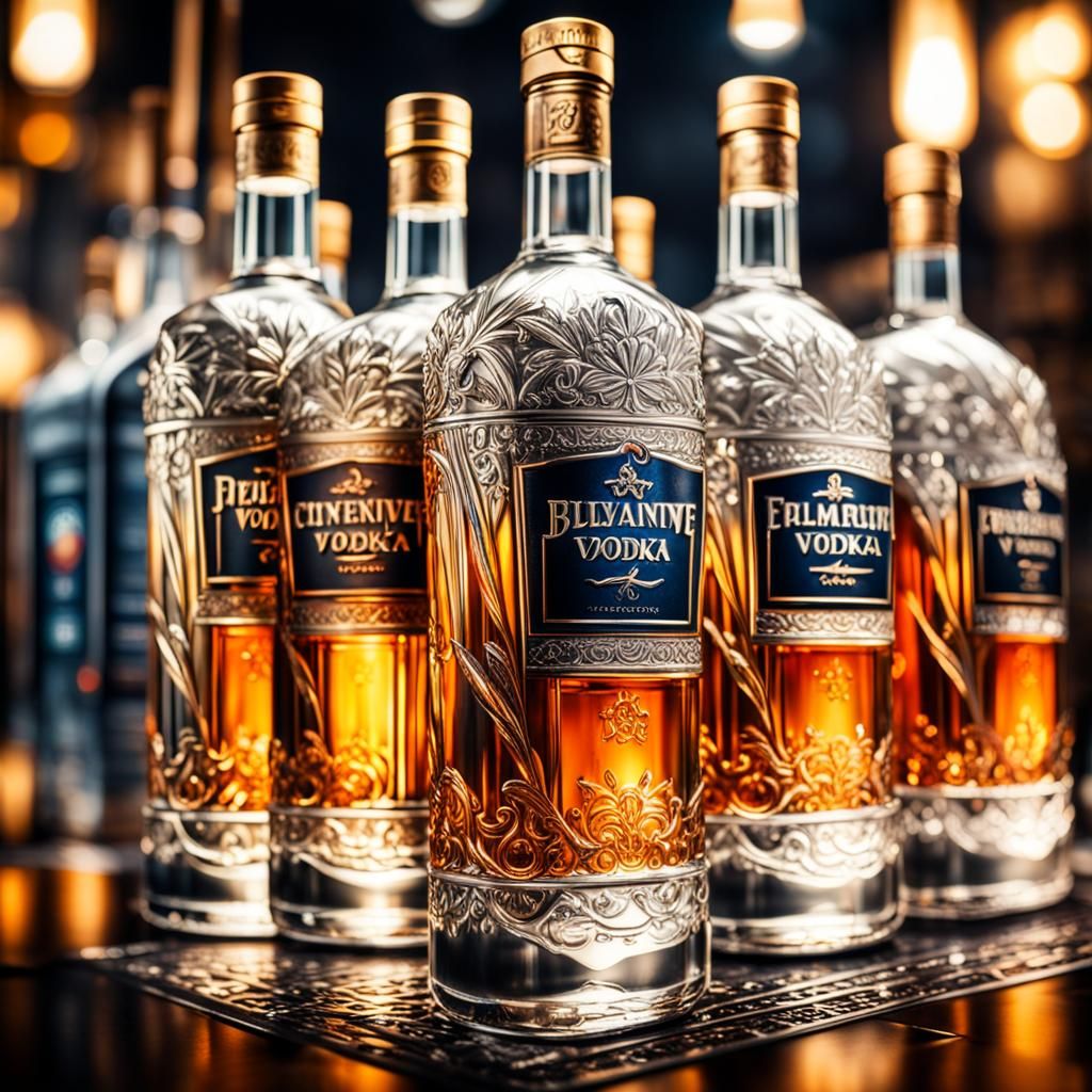 Hyperrealistic Photograph of Expensive Vodka
