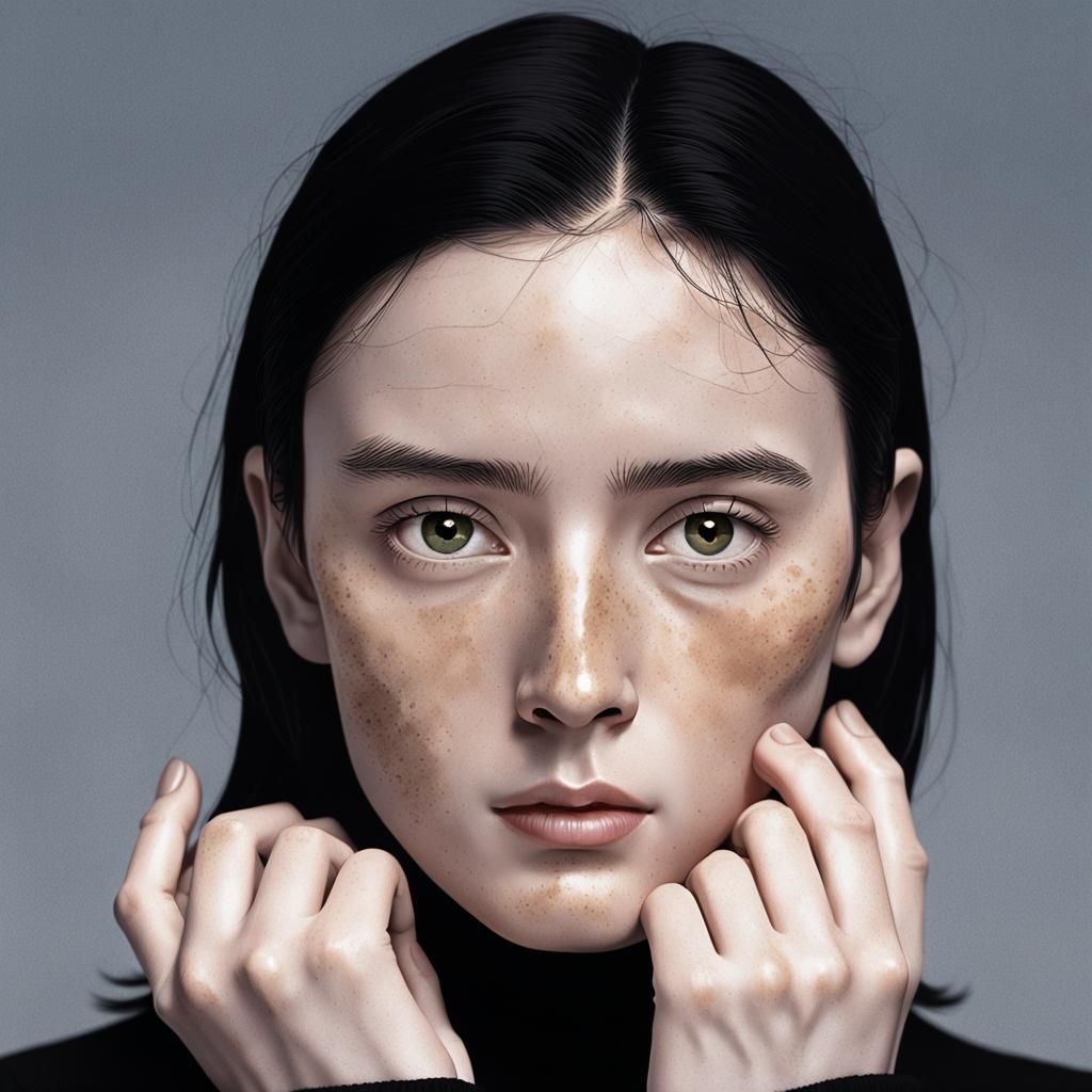 Hyperdetailed Charcoal Portrait of Pale Person