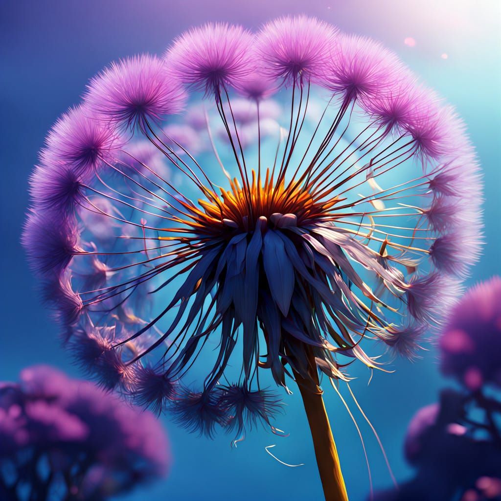 Surreal Dandelion Bloom in Dreamlike Art Style