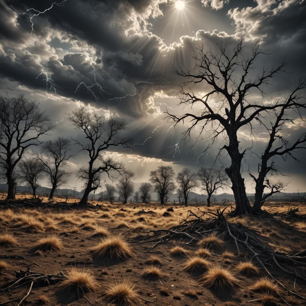 Hyperrealistic Silent Landscape with Scattered Light