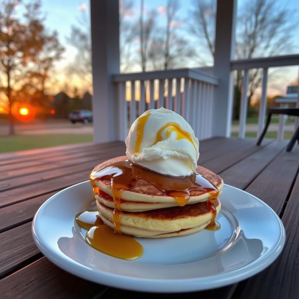 Maple Syrup Pancakes at Sunset