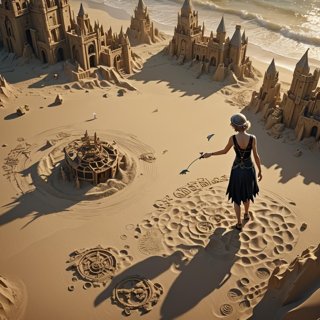 Flapper Searches for Fish Near Bionicle Sandcastles