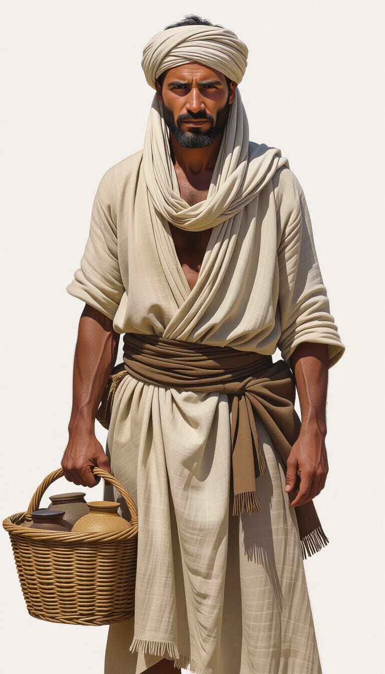 Ubaid Merchant with Goods, Digital Painting