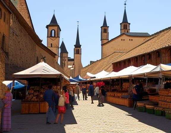 Lively Medieval Market Scene