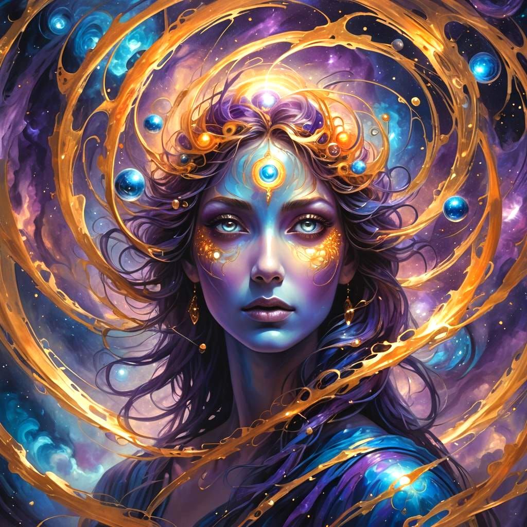 Cosmic Eyes: Detailed Matte Painting in Deep Color