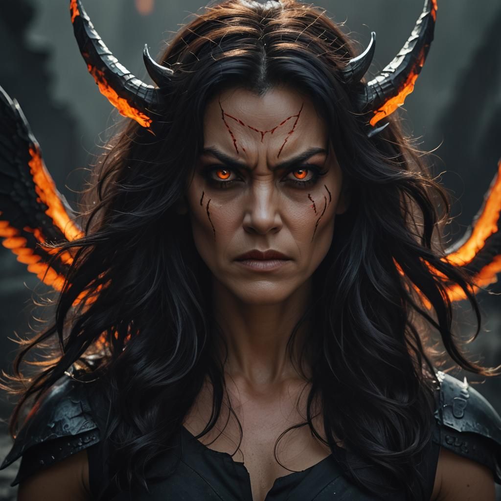 Cinematic Portrait of a Powerful Demon Woman