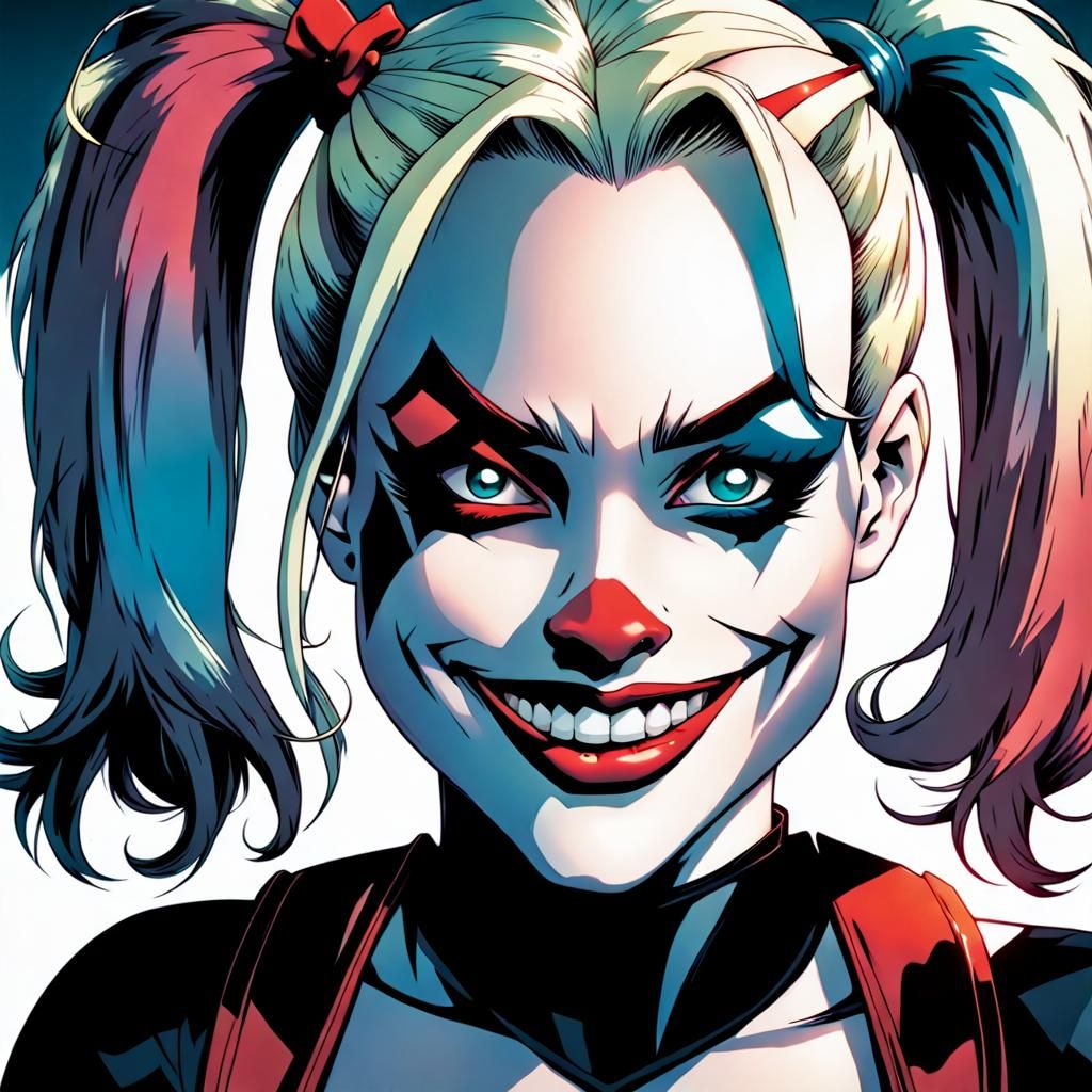 Harley Quinn's Sadistic Smile: Digital Illustration