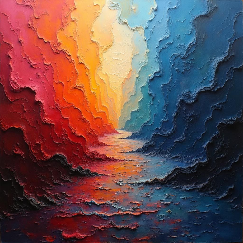 Abstract Expressionist Dreamscape in Bold Saturated Colors